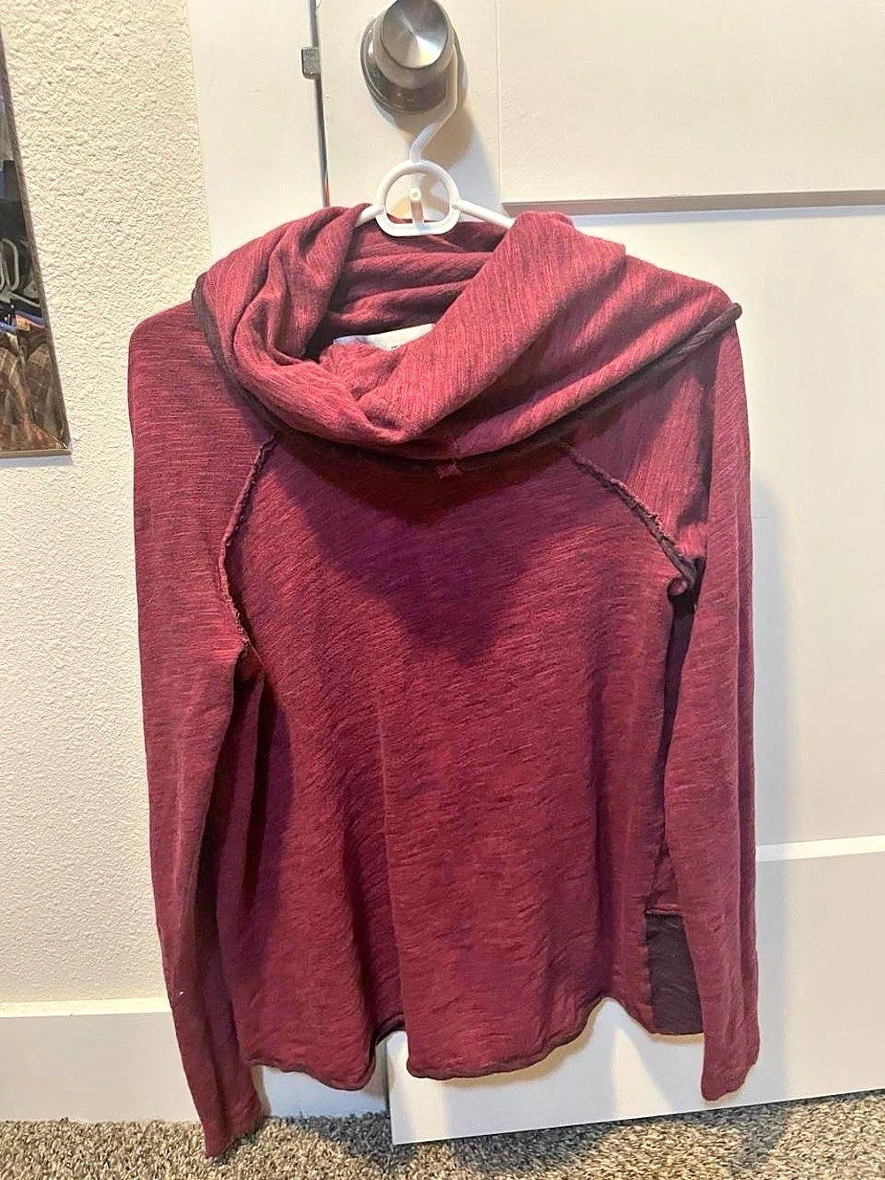 One World Cowl Neck Top in Burgundy Like New
